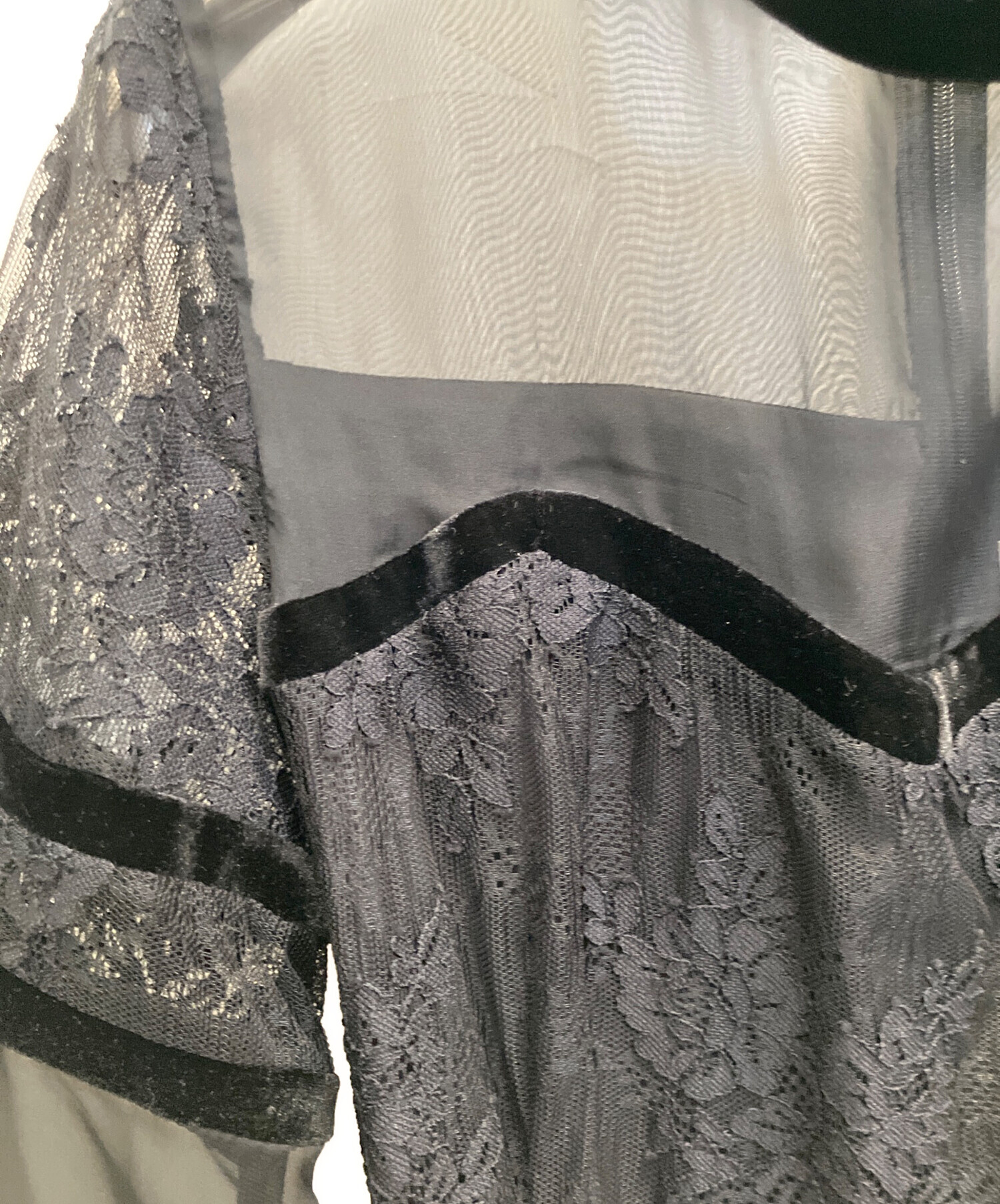 中古・古着通販】Ameri (アメリ) SHEER LACE DRESS ブラック サイズ