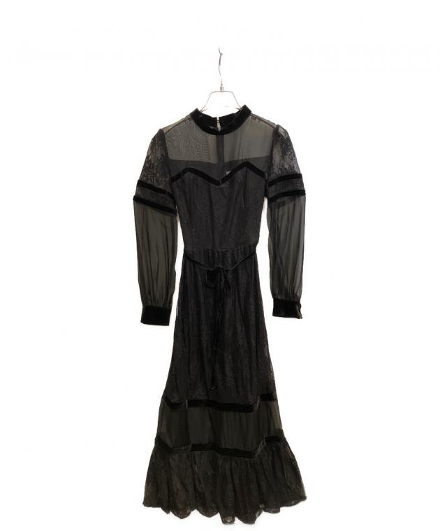 中古・古着通販】Ameri (アメリ) SHEER LACE DRESS ブラック サイズ