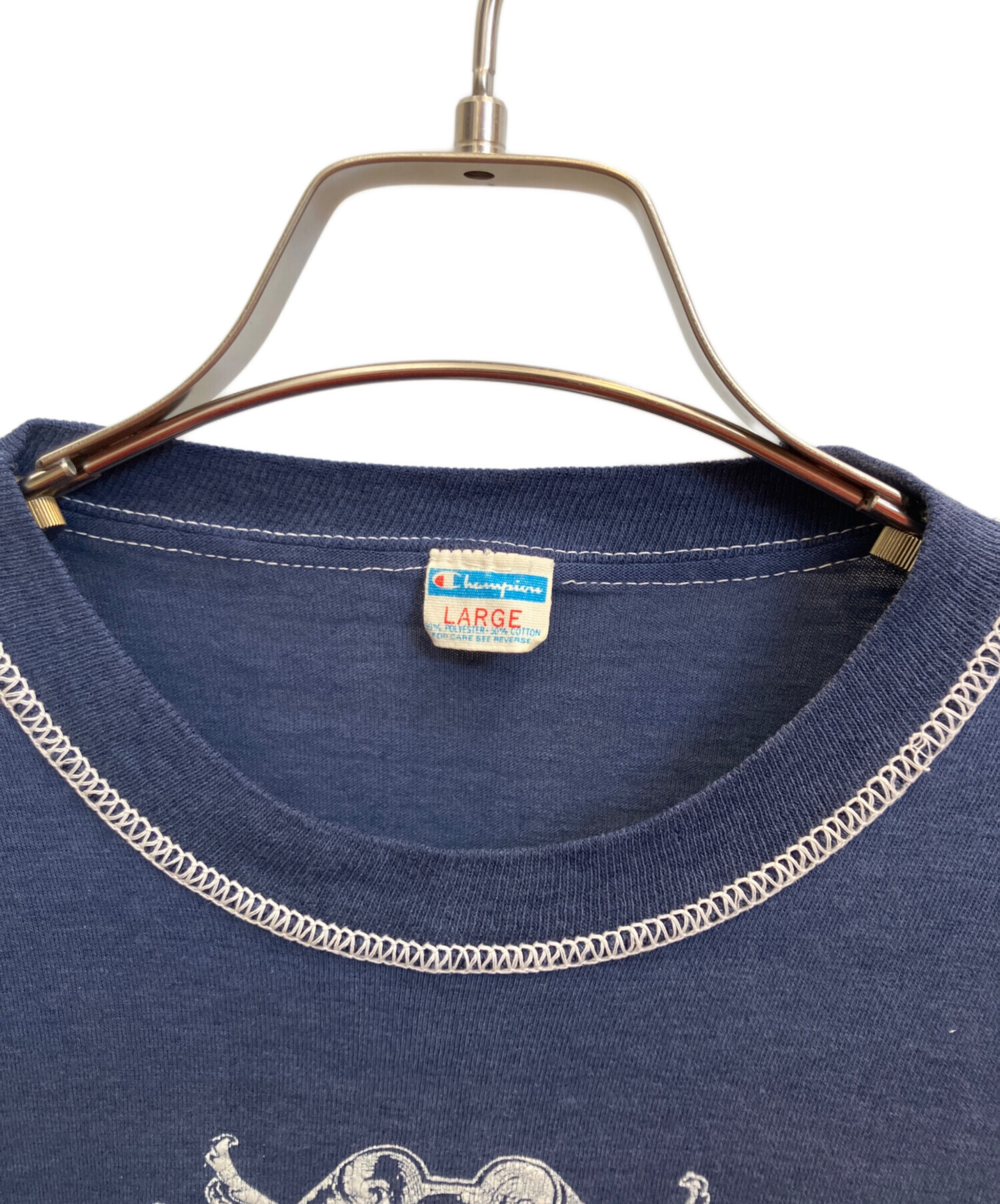 ▪️ 70’s【CHAMPION】PLAIN TEE ブランクボディ リンガー 青 Champion - ▪️ 70's【CHAMPION】PLAIN TEE ブランクボディ リンガー