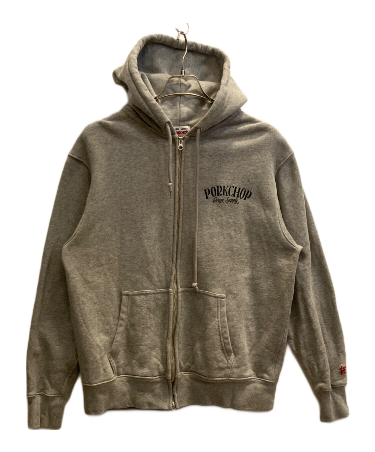 PORKCHOP フード付きパーカー Mサイズ 中古・古着通販】PORK CHOP (ポークチョップ) ジップパーカー グレー