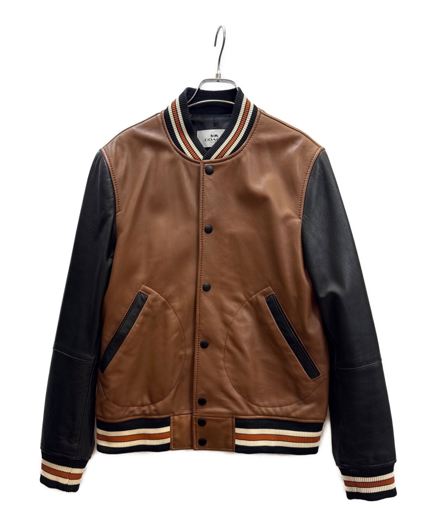 COACH コーチ 本革 シングルライダースジャケット ブラウン 定価11万以上 中古・古着通販】COACH (コーチ) レザージャケット ブラック×ブラウン