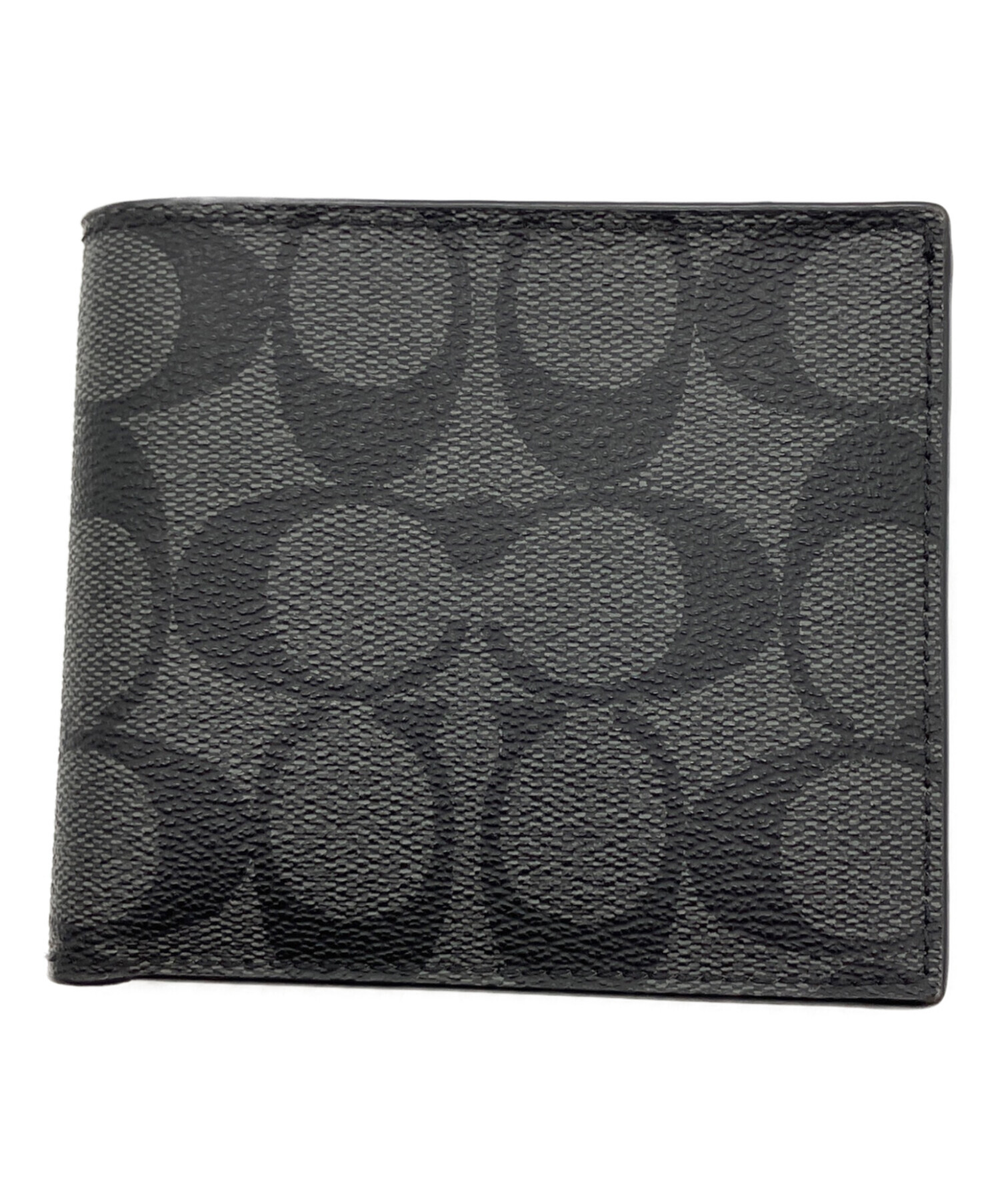 新品未使用 タグ付 COACH コーチ財布 二つ折り グレー シグネチャー 中古・古着通販】COACH (コーチ) シグネチャー 2つ折り財布 ブラック