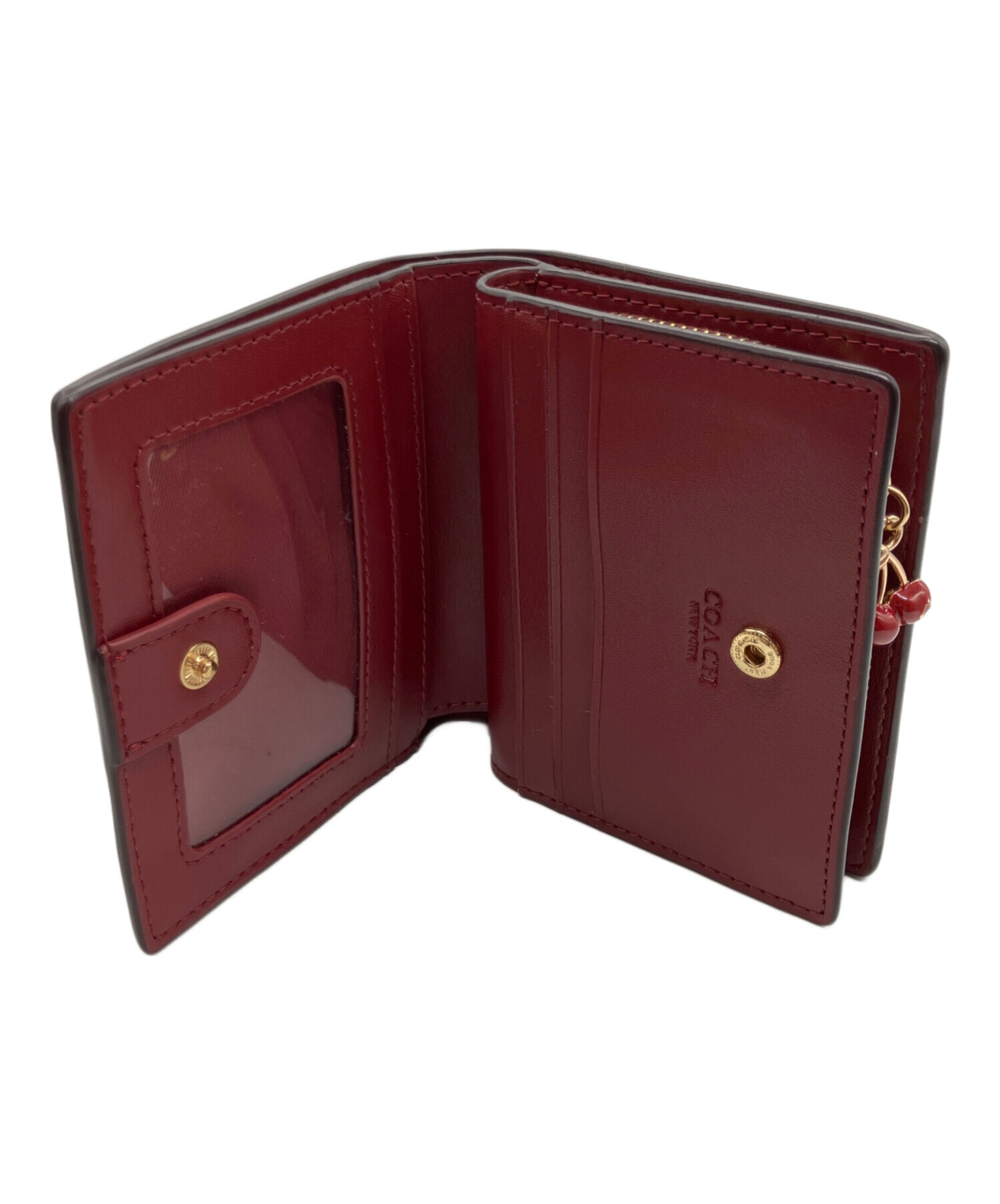 中古・古着通販】COACH (コーチ) チェリー柄2つ折り財布 ブラウン