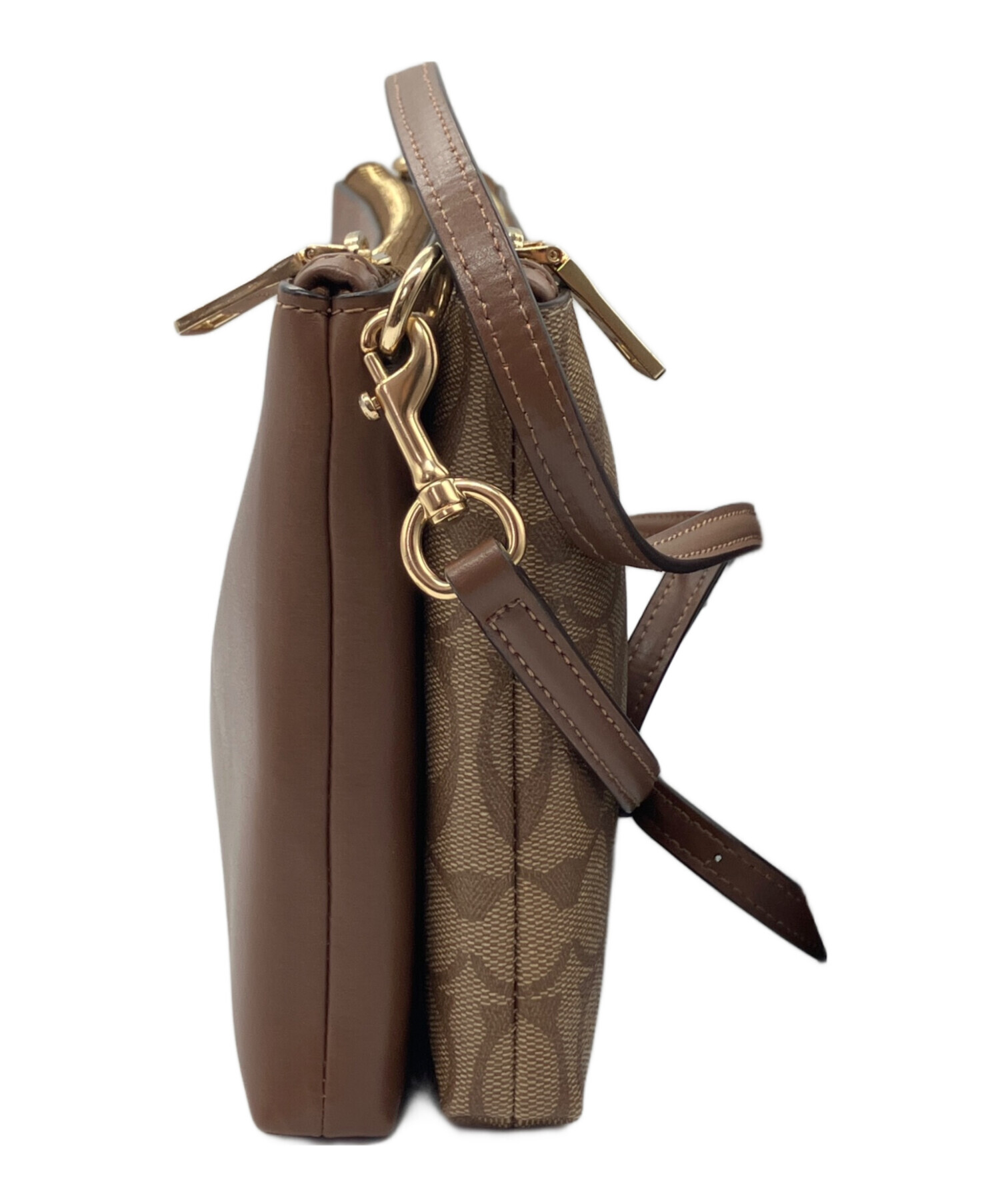 COACH ショルダーバッグ ブラウン シグネチャー 中古・古着通販】COACH (コーチ) シグネチャーショルダーバッグ