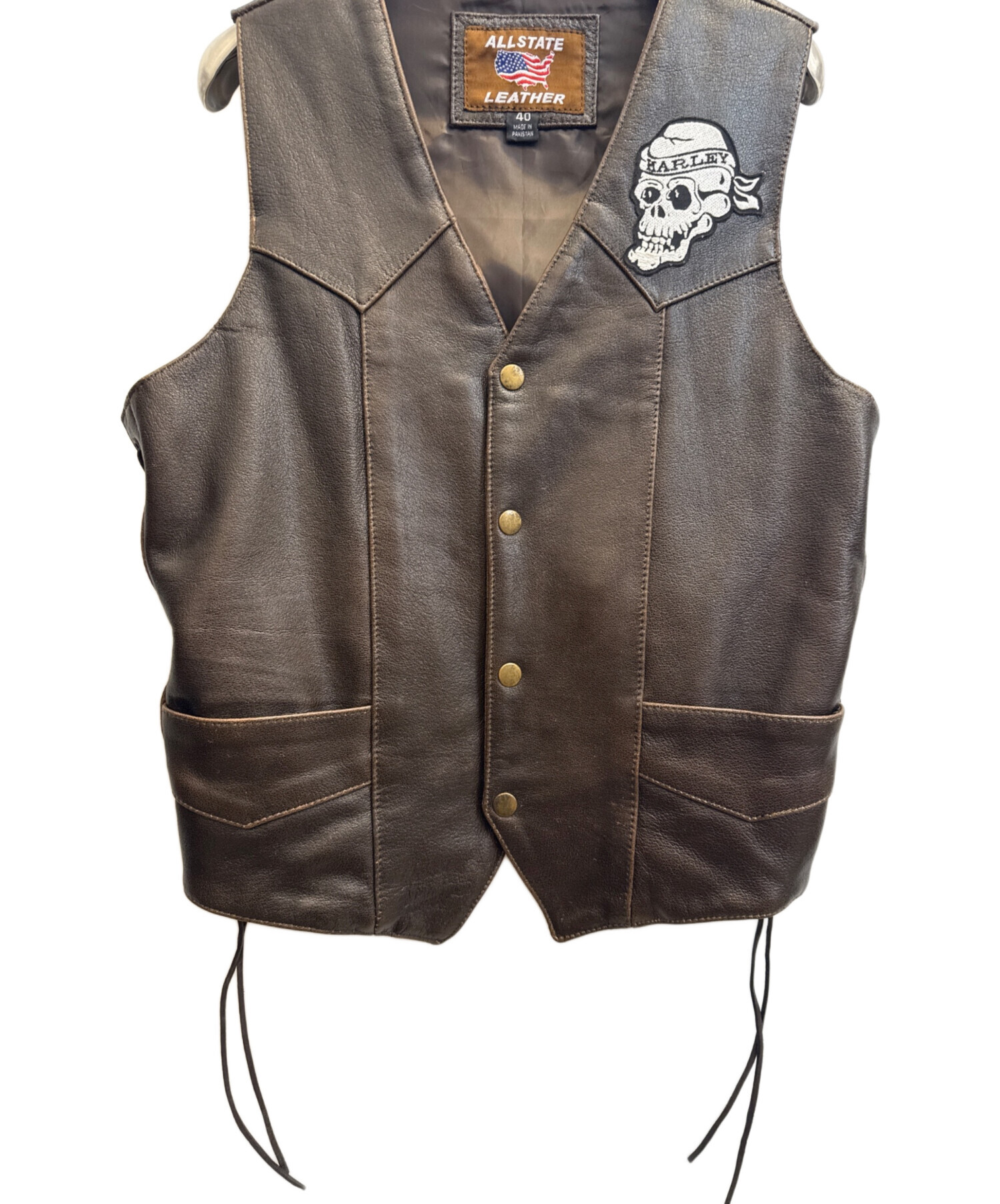 FIRST MFG レザー&キャンバス ライディングベスト XXL 中古 中古・古着通販】ALLSTATE LEATHER (オールステイトレザー) レザー