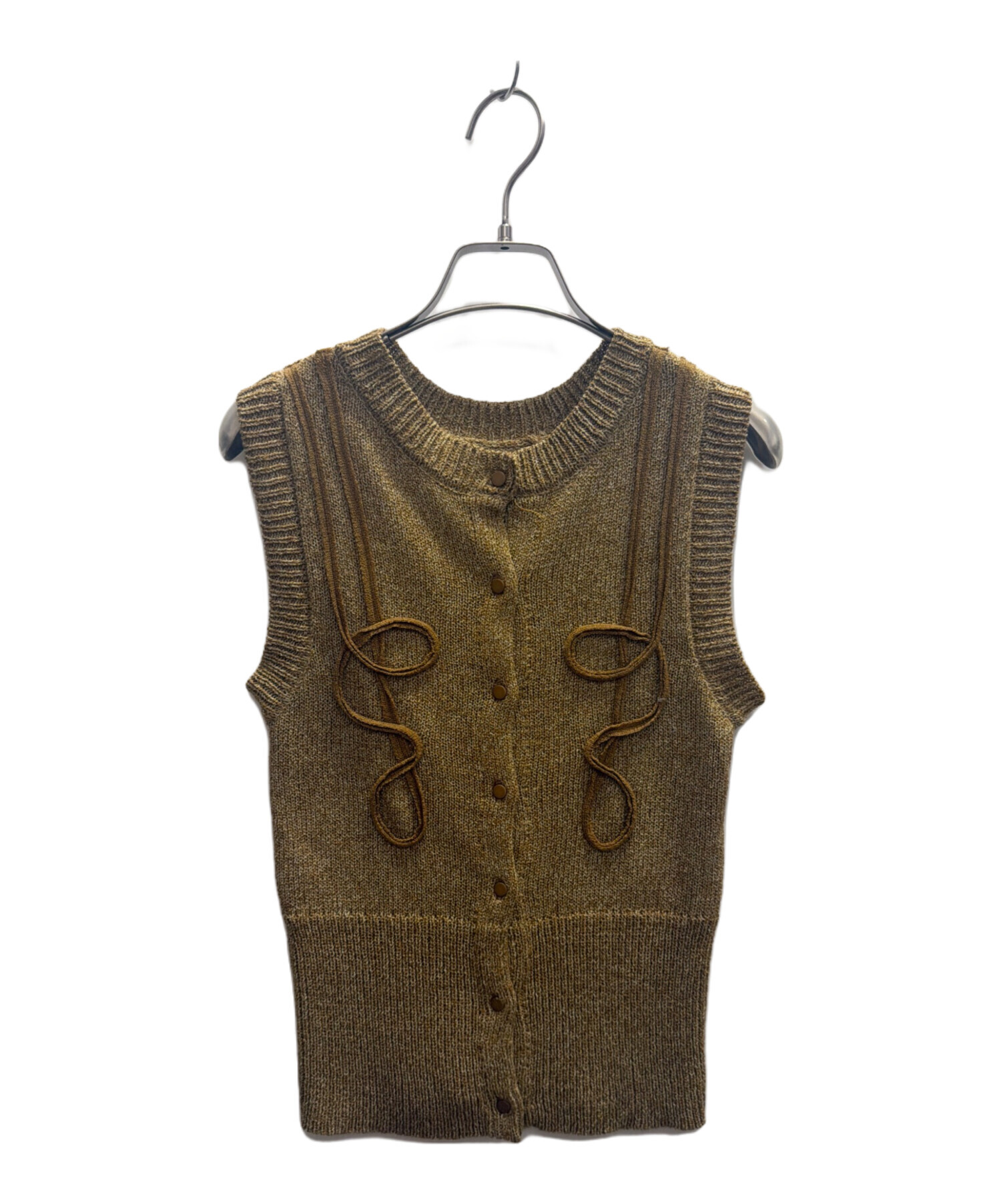 トップス Eaphi TAPE EMBROIDERY MIX KNIT 中古・古着通販】Eaphi (エフィ) TAPE EMBROIDERY MIX KNIT ブラウン