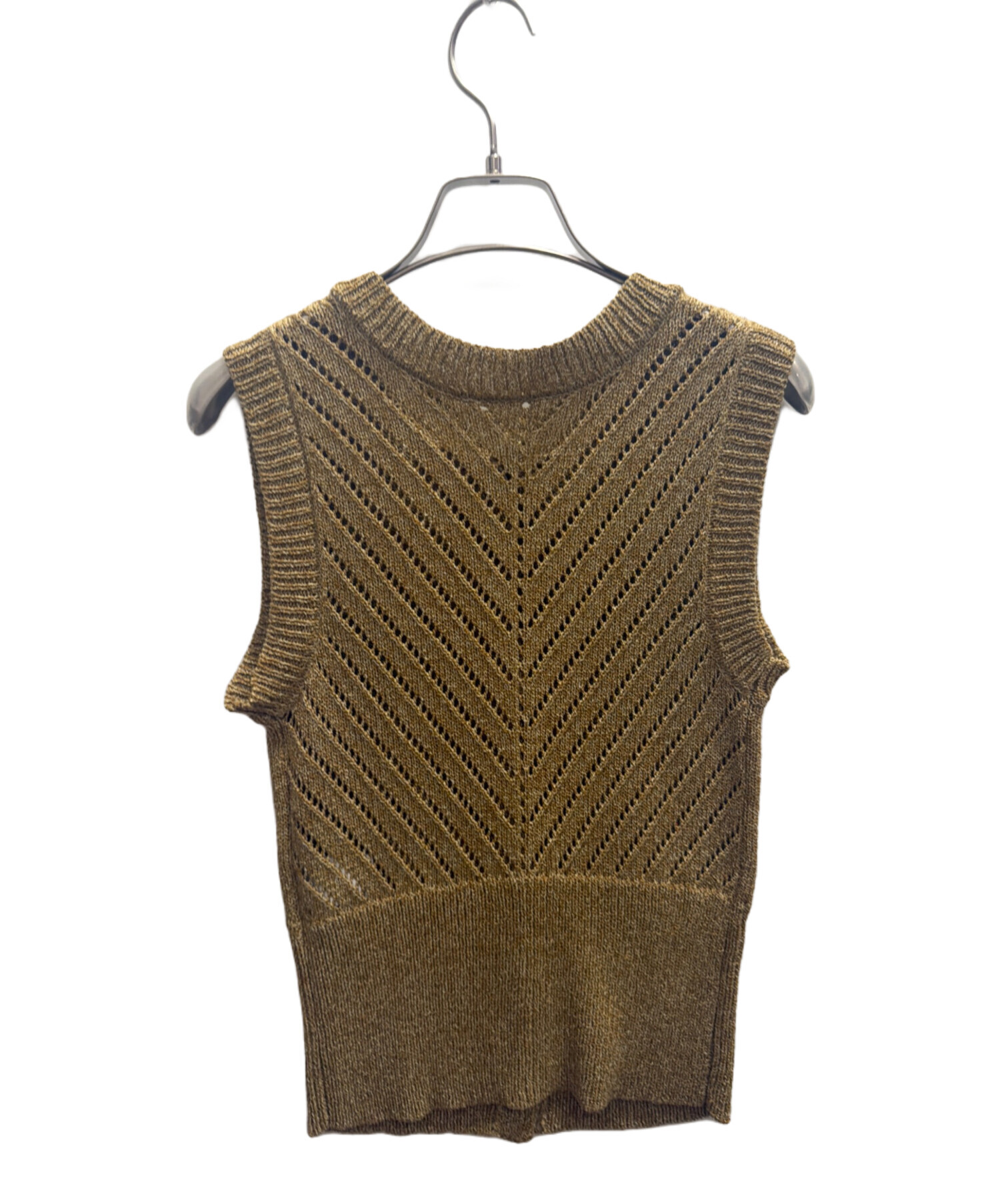 トップス Eaphi TAPE EMBROIDERY MIX KNIT brown 中古・古着通販】Eaphi (エフィ) TAPE EMBROIDERY MIX KNIT ブラウン