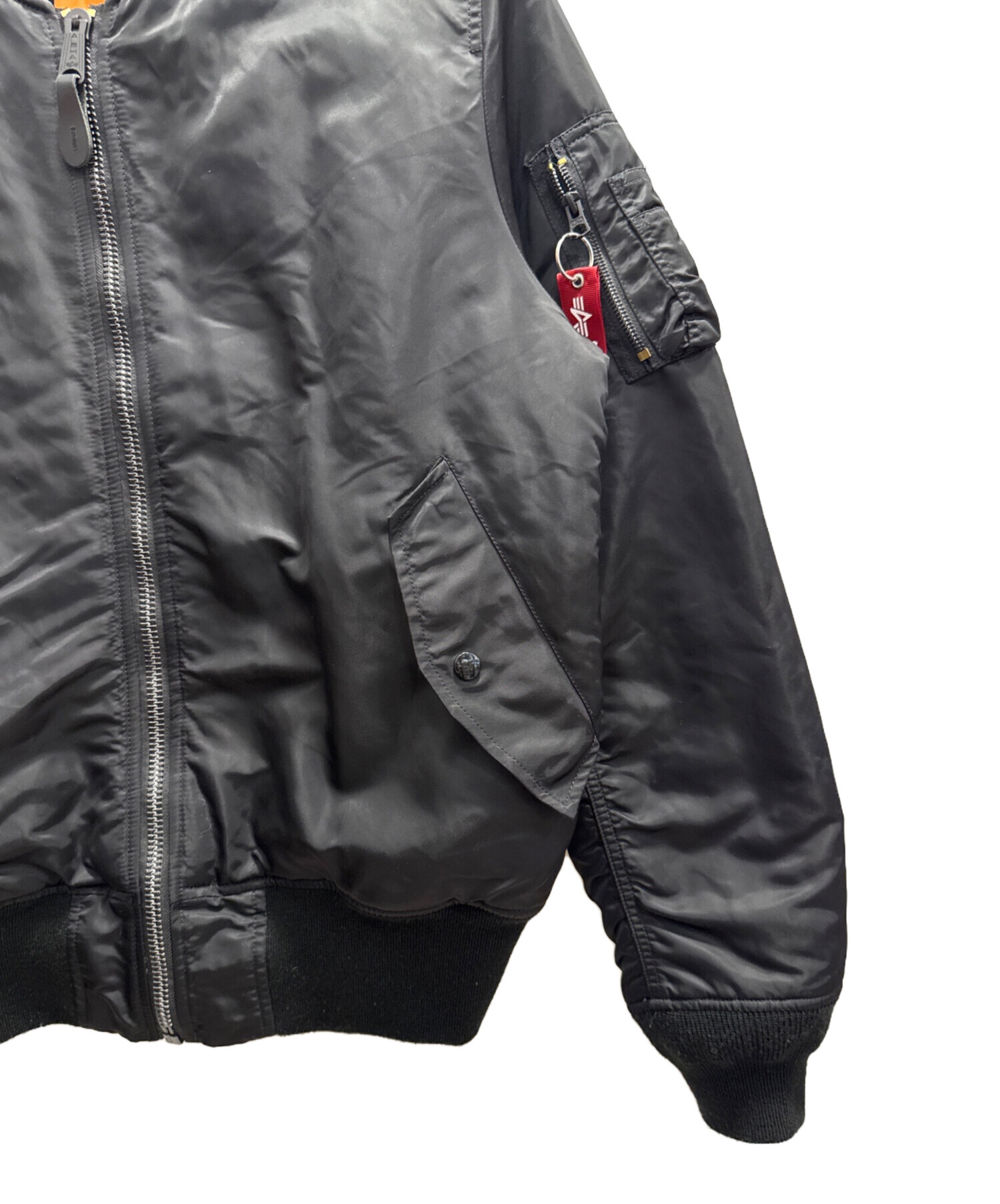 ALPHA　毛100％サイズL 中古・古着通販】ALPHA (アルファ) MA-1ジャケット ブラック サイズ:XL