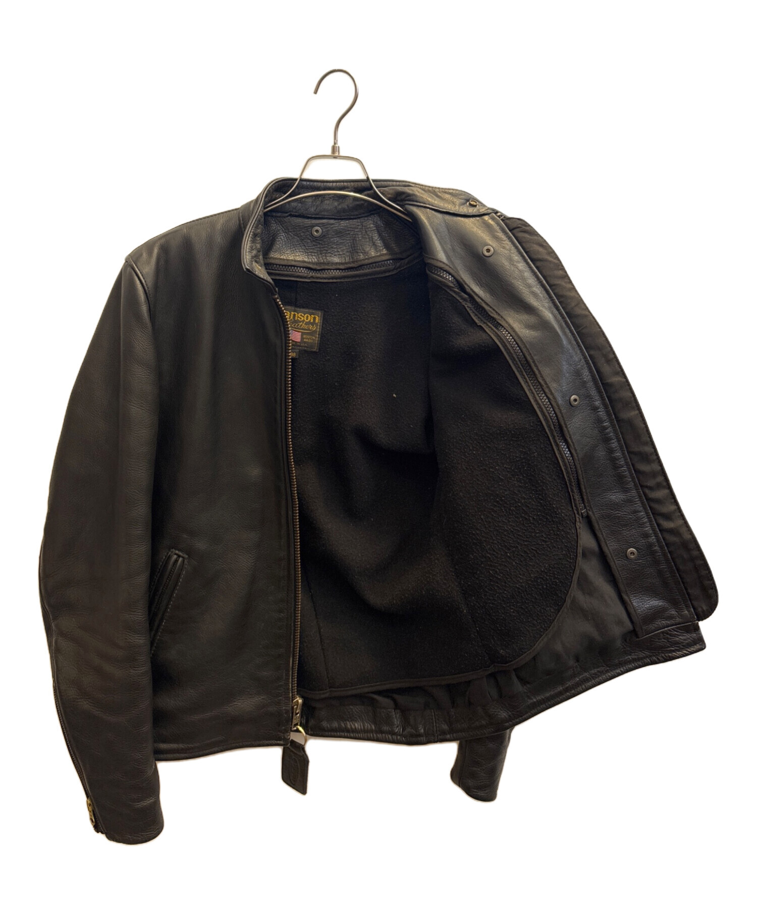 Vanson シングルライダース レザージャケット ブラック　38 中古・古着通販】VANSON (バンソン) シングルライダースジャケット