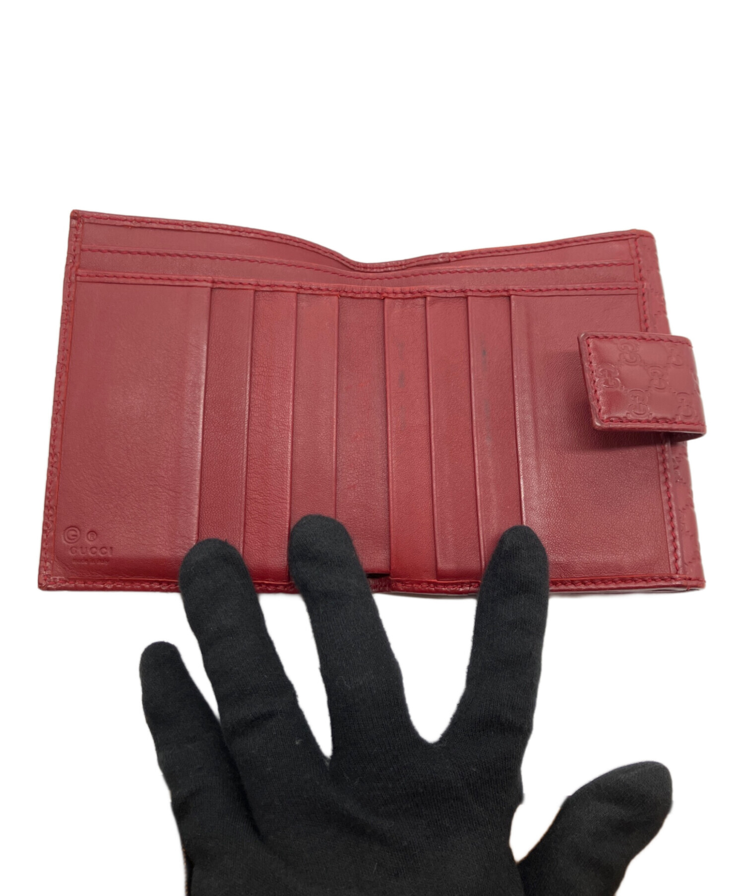中古・古着通販】GUCCI (グッチ) グッチシマ 2つ折り財布 レッド