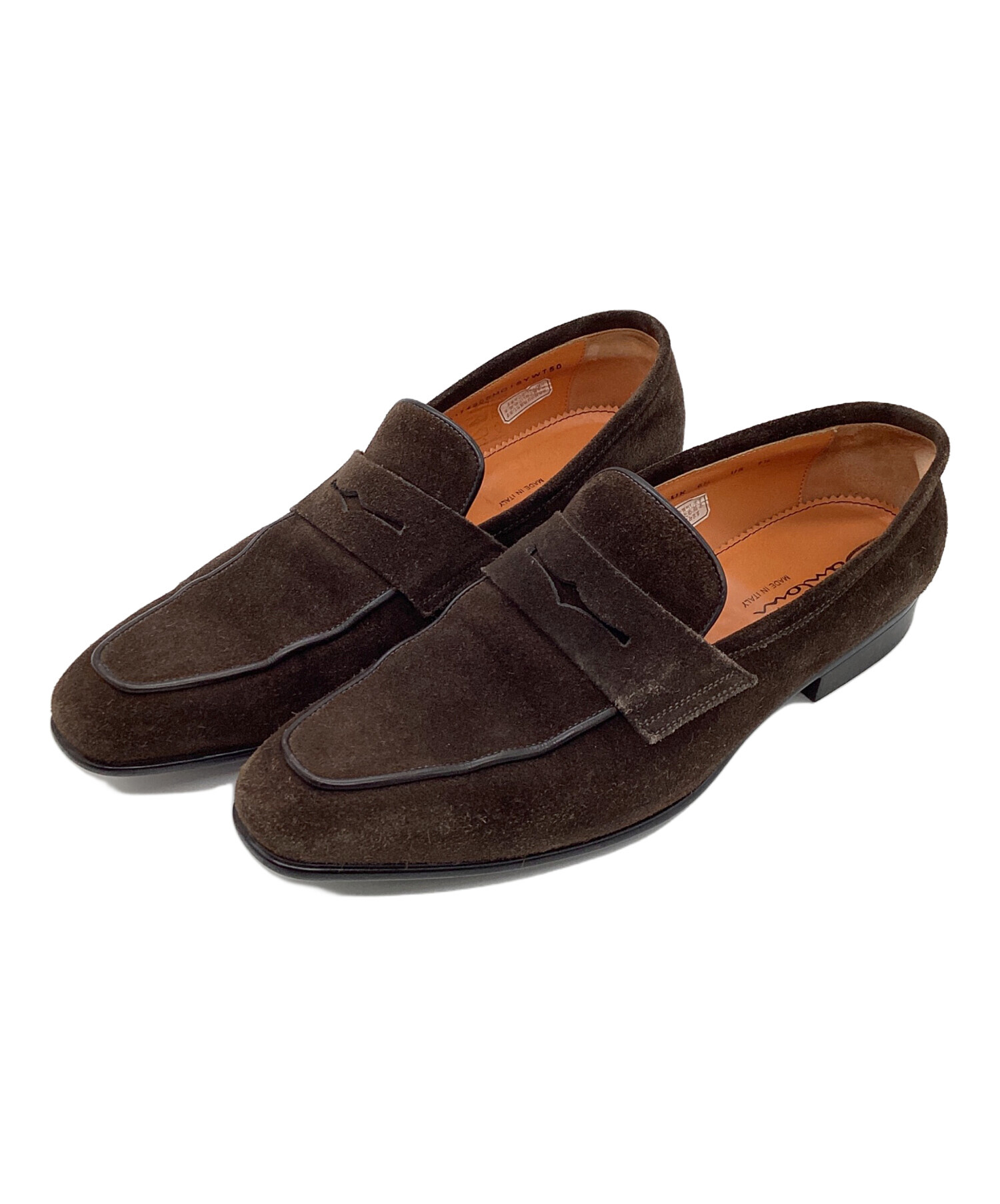 美品】サントーニ Santoni スエードローファー ブラウン 中古・古着 