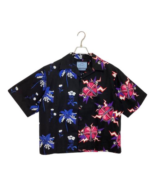 中古・古着通販】PRADA (プラダ) 半袖シャツ ブラック×ブルー