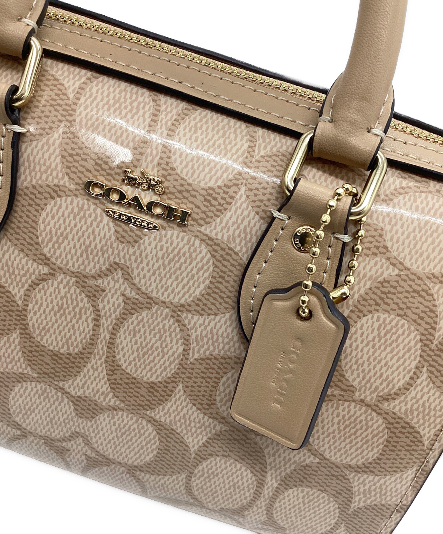coach 本革ベージュバッグ　肩紐取り外し可 美品 COACH コーチ ショルダーバッグ ベージュ ゴールド金具