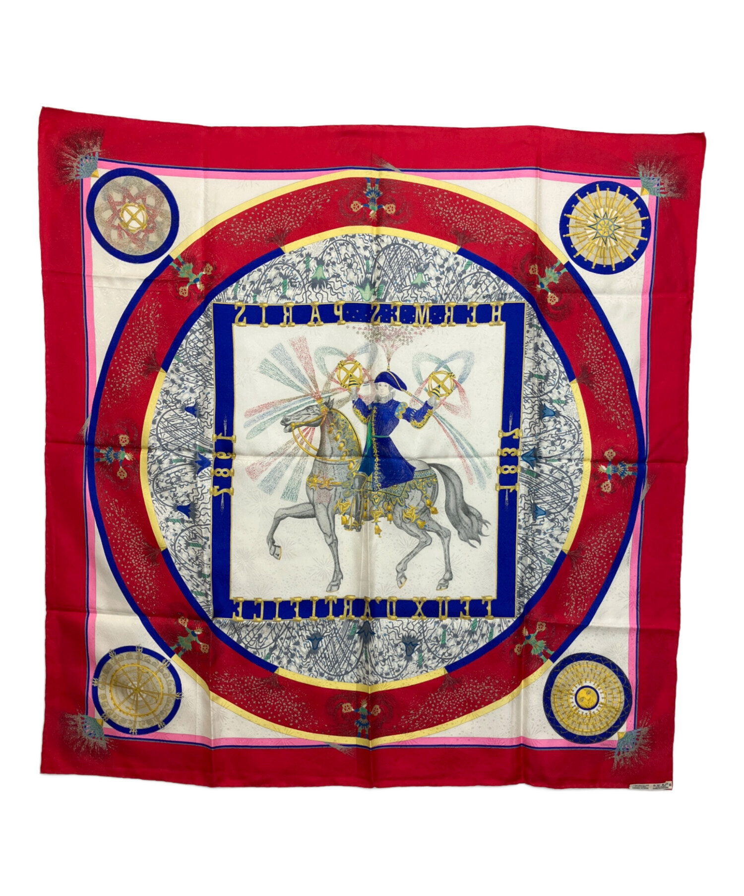 中古・古着通販】HERMES (エルメス) シルクスカーフ ホワイト×レッド