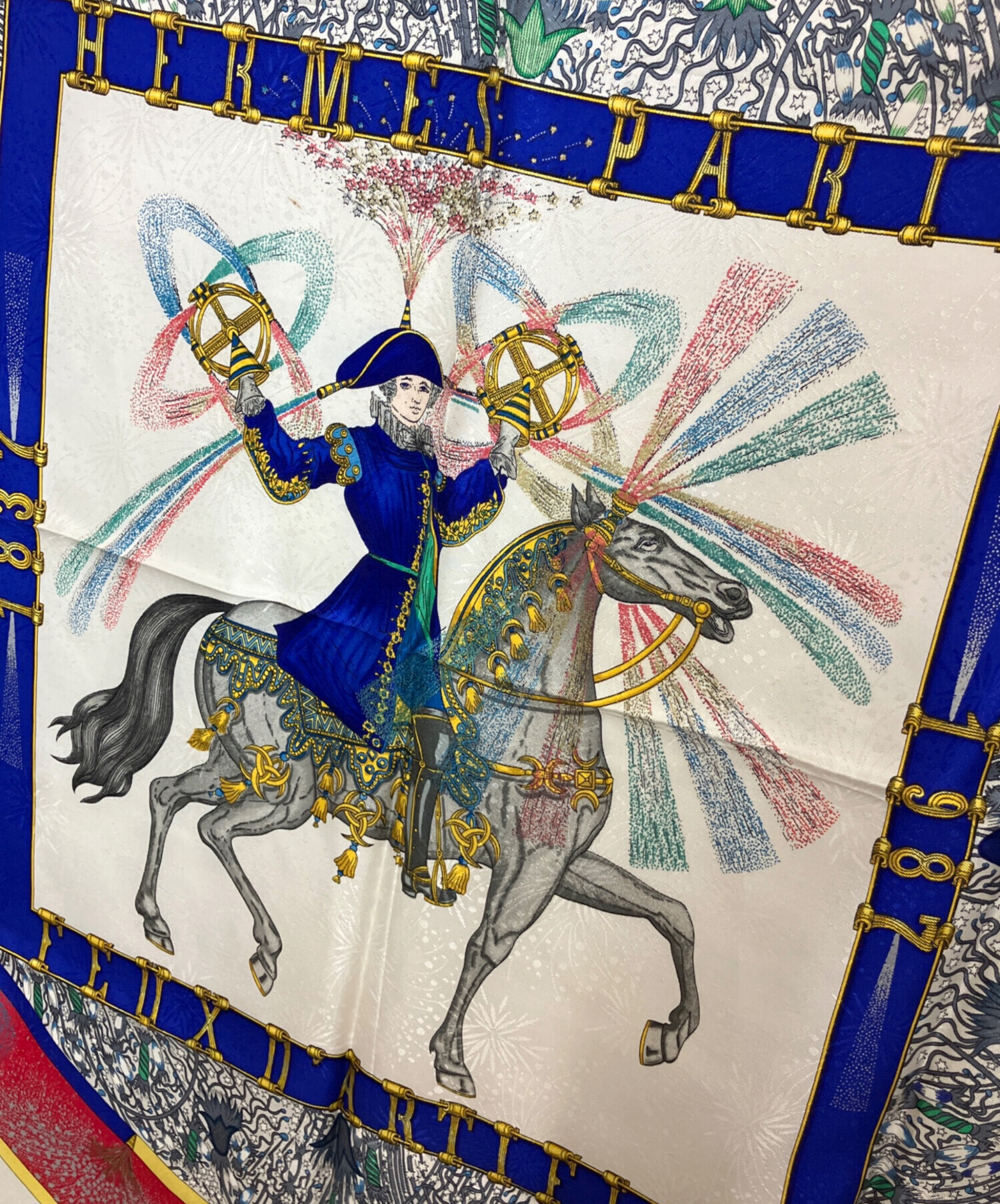 中古・古着通販】HERMES (エルメス) シルクスカーフ ホワイト×レッド