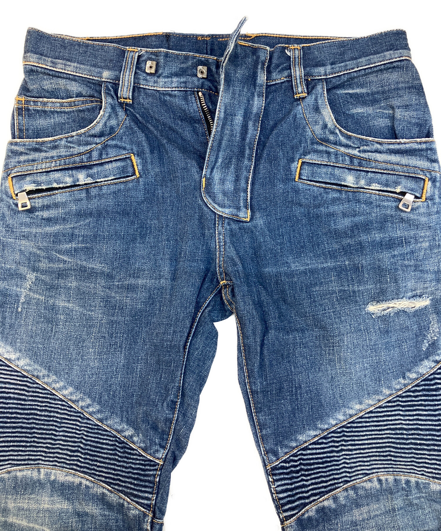 中古・古着通販】BALMAIN (バルマン) バイカーデニムパンツ ブルー