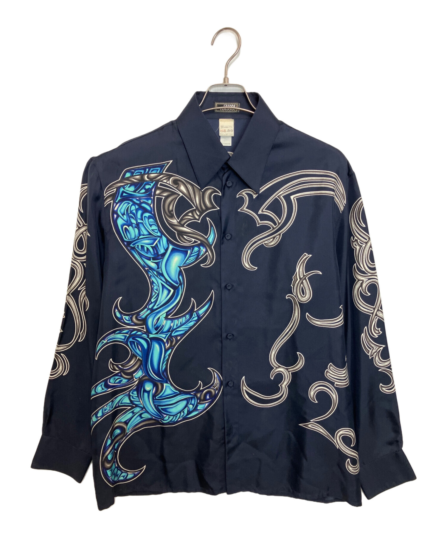 中古・古着通販】VERSACE (ヴェルサーチェ) シルクシャツ ネイビー 