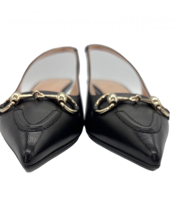 超美品 グッチ　GUCCI　ホースビット　パンプス　レザー　ブラック　38 グッチ(GUCCI)グッチ ホースビット パンプス 靴 レディース