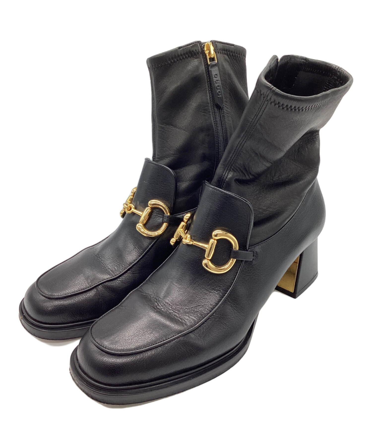 中古・古着通販】GUCCI (グッチ) ホースビットアンクルブーツ ブラック