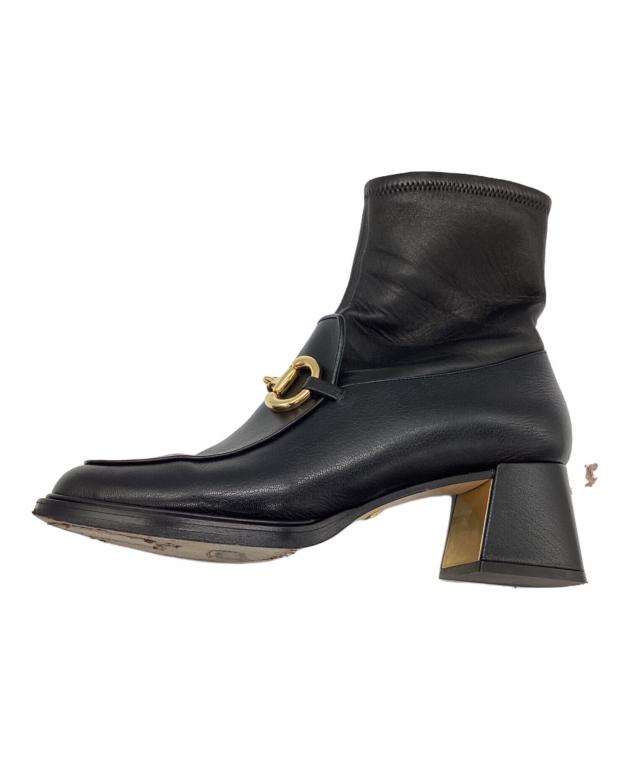 中古・古着通販】GUCCI (グッチ) ホースビットアンクルブーツ ブラック