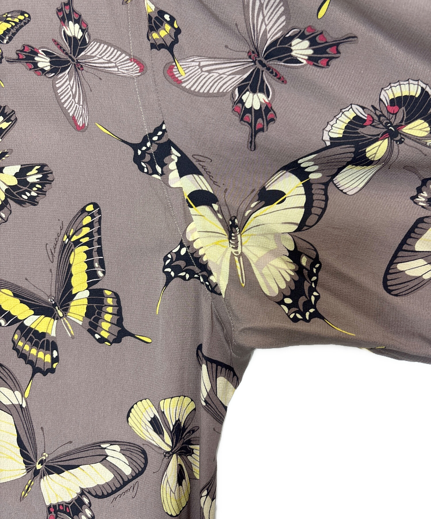 中古・古着通販】GUCCI (グッチ) シルクシャツ ブラウン サイズ:42