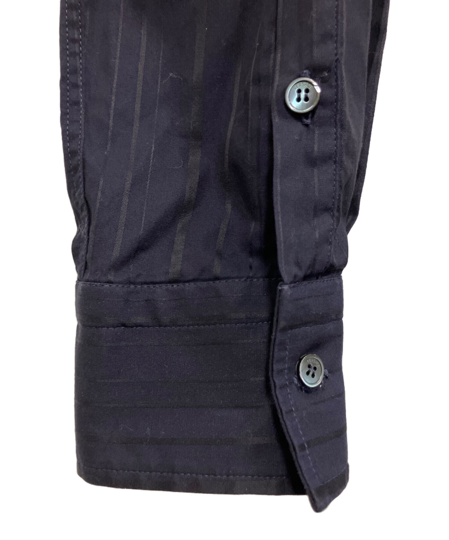 中古・古着通販】VERSACE (ヴェルサーチェ) ストライプシャツ ネイビー