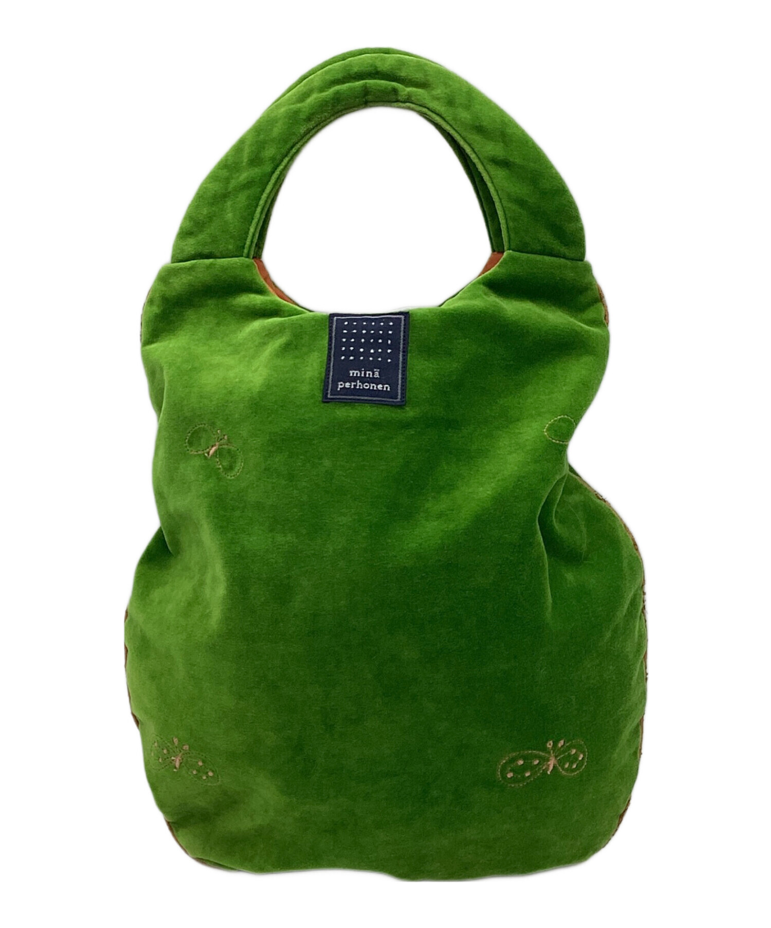 極美品 ミナペルホネン カレイドスコープ エッグバッグ ハンドバッグ 緑 万華鏡 中古・古着通販】mina perhonen (ミナ ペルホネン) エッグバッグ