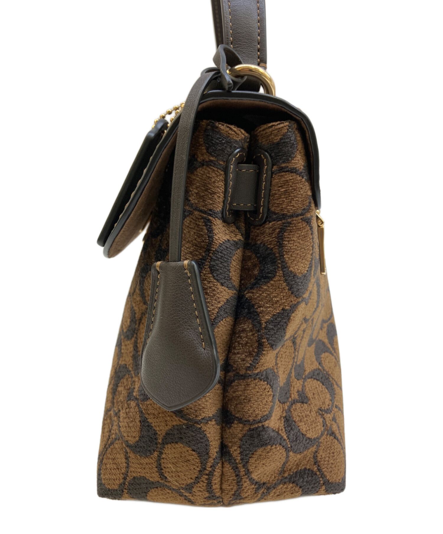 COACH ‼️未使用状態(^^)スタッツ付ミディアム 2WAY‼️ 中古・古着通販】COACH (コーチ) 2WAYバッグ ブラウン｜ブランド・古着