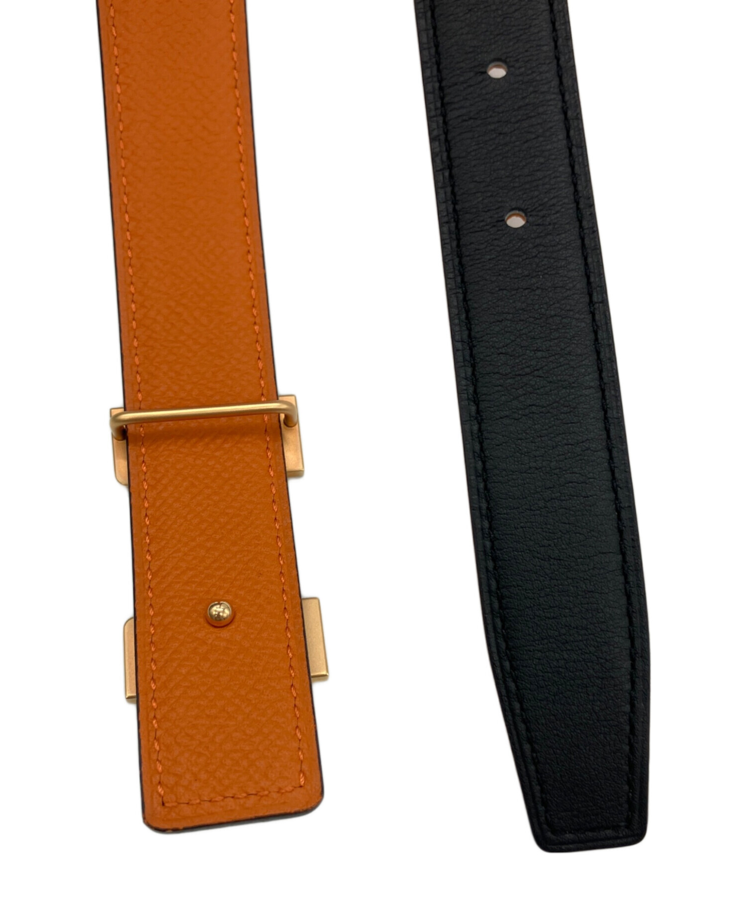 中古・古着通販】HERMES (エルメス) レザーベルト ブラック×オレンジ