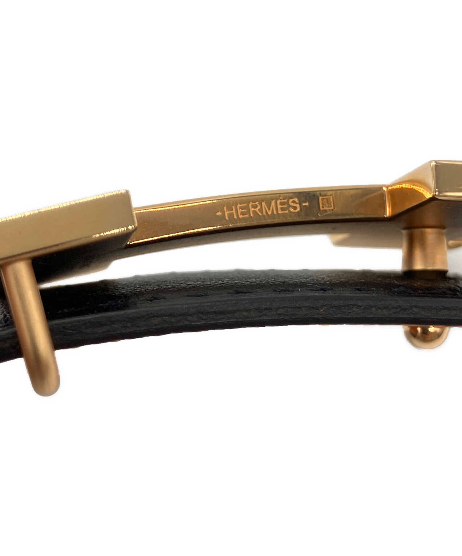 中古・古着通販】HERMES (エルメス) レザーベルト ブラック×オレンジ