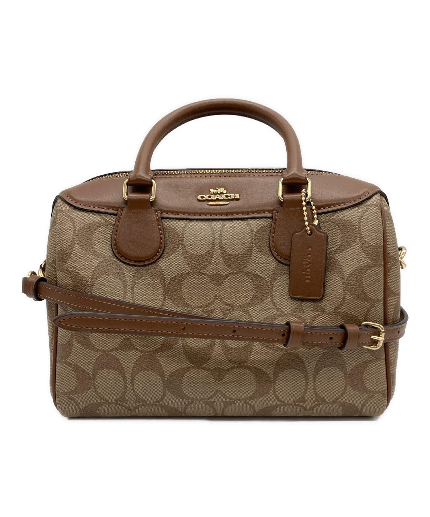 中古・古着通販】COACH (コーチ) 2WAYバッグ ベージュ×ブラウン 
