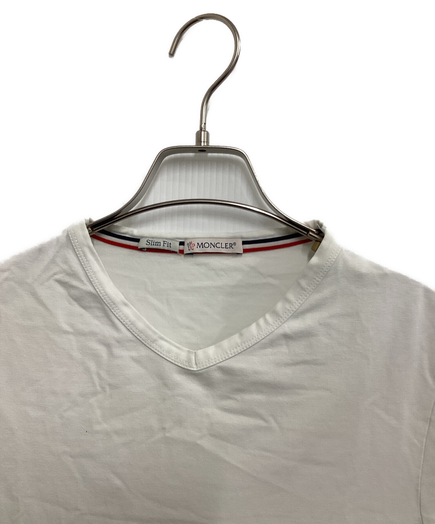 Moncler モンクレール　ポリウレタン生地の半袖カットソー 中古・古着通販】MONCLER (モンクレール) 半袖カットソー ホワイト