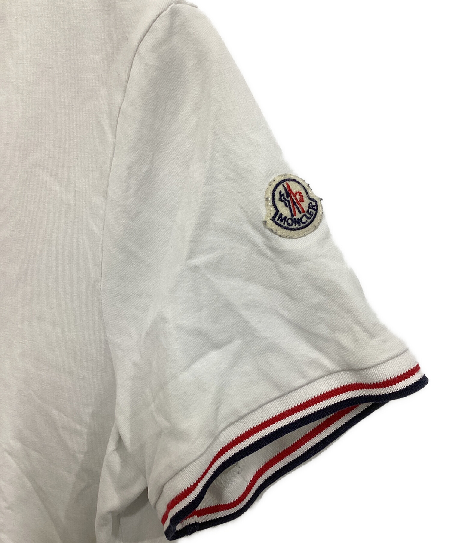 モンクレール ハーフジップ半袖ニット S レディース ホワイト【中古】【新入荷】★ 中古・古着通販】MONCLER (モンクレール) 半袖カットソー ホワイト
