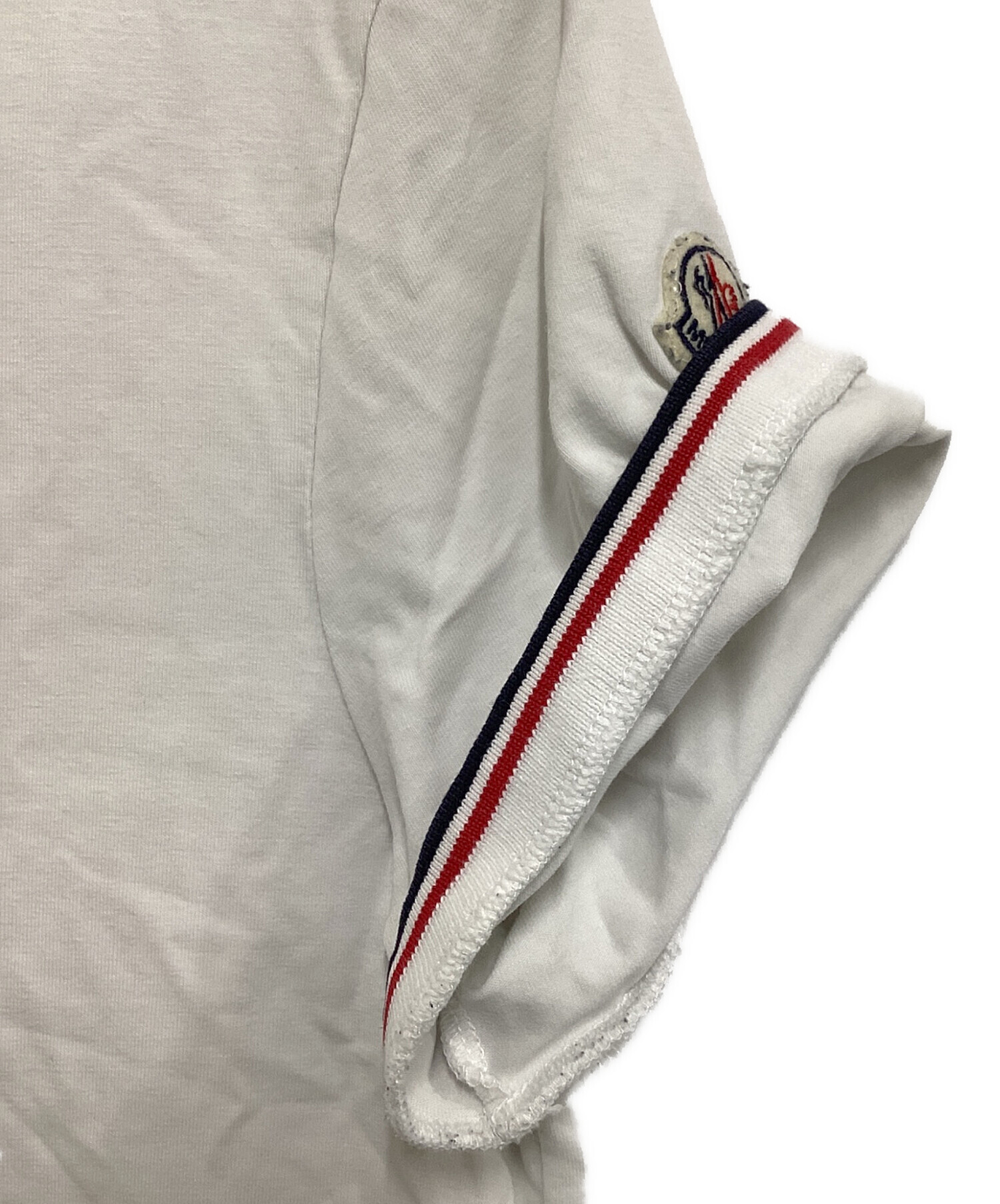 モンクレール ハーフジップ半袖ニット S レディース ホワイト【中古】【新入荷】★ MONCLER（モンクレール） メンズハーフジップセーター ニット 9F00001
