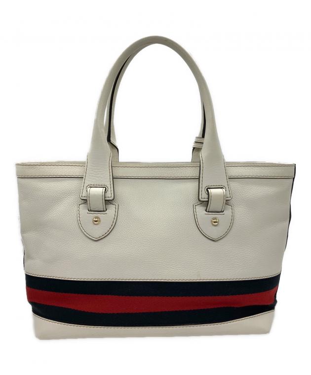 中古・古着通販】GUCCI (グッチ) レザートートバッグ ホワイト