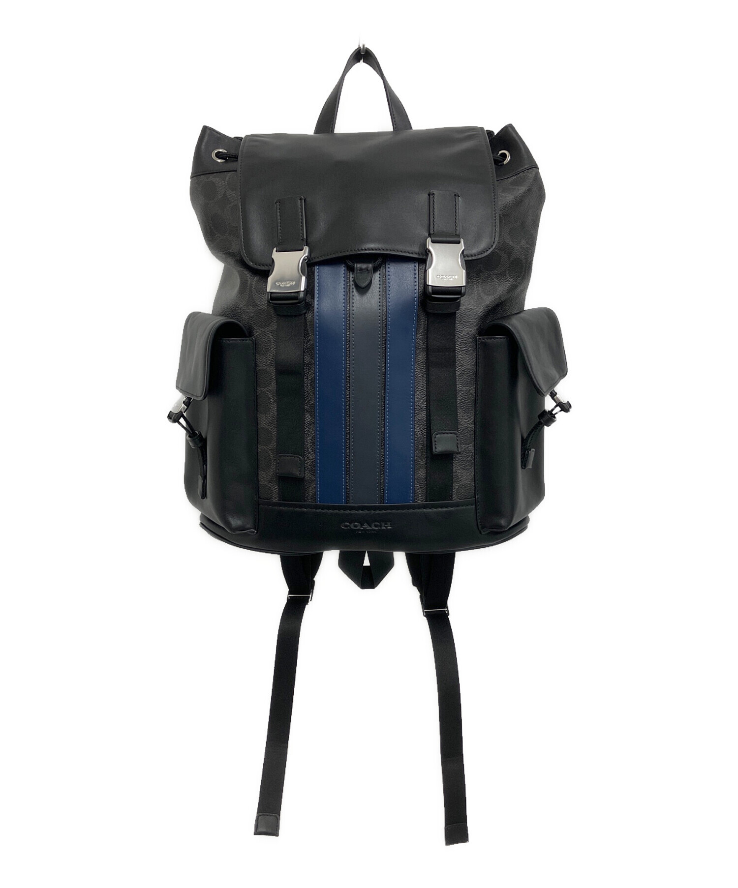 中古・古着通販】COACH (コーチ) リュック ブラック×ブルー｜ブランド