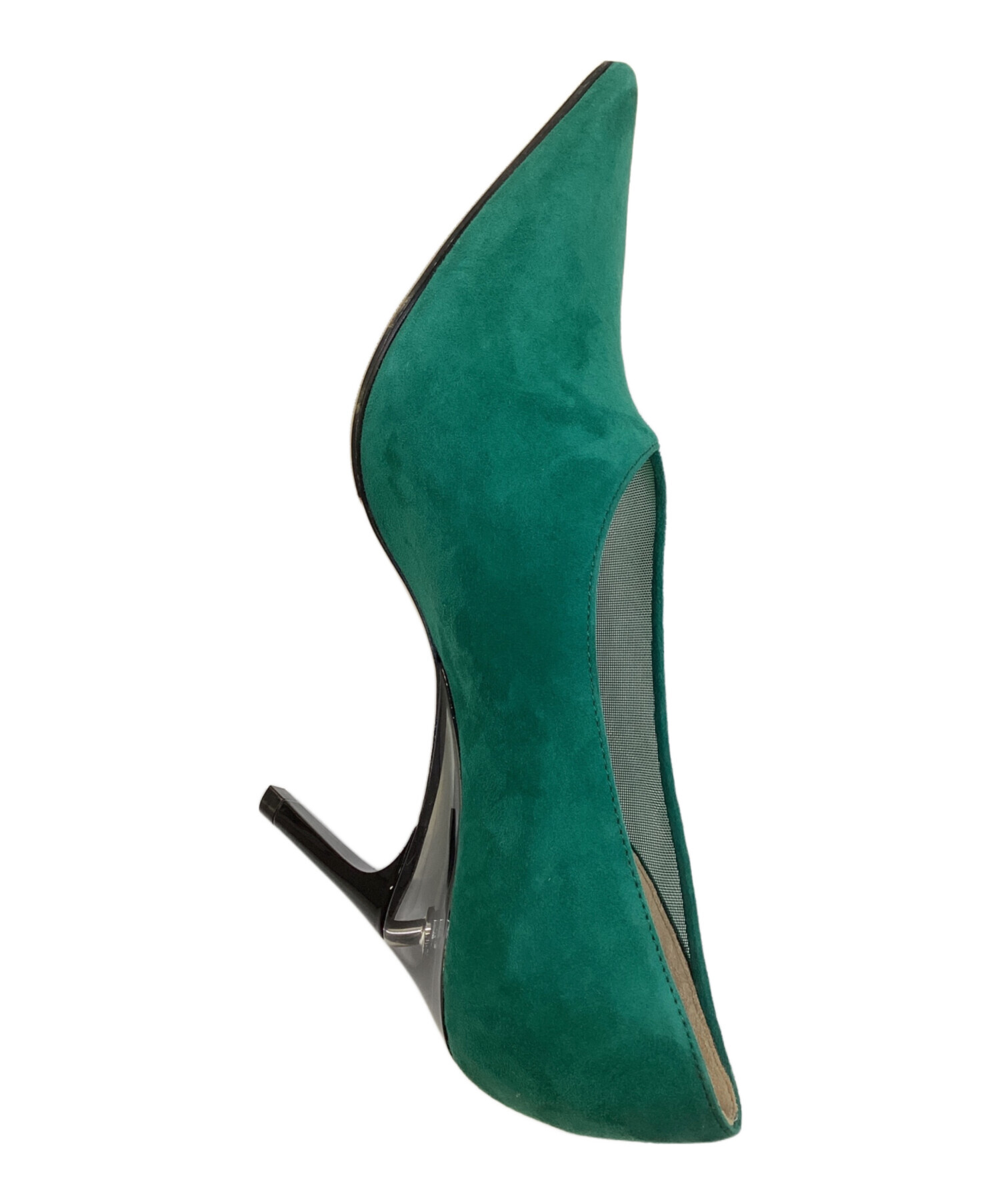 JIMMY CHOO ジミーチュウ グリーン ハイヒール 34.5 中古・古着通販】JIMMY CHOO (ジミーチュウ) スウェードパンプス