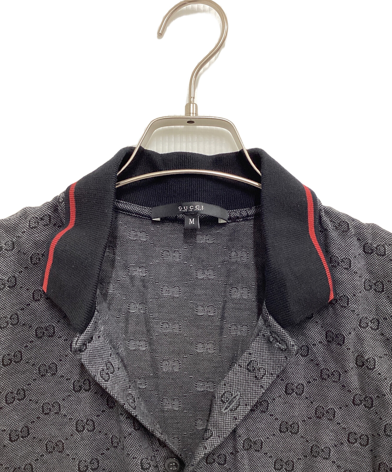 GUCCI シェリーライン ポロシャツ L 黒 ヴィンテージ 古着 中古・古着通販】GUCCI (グッチ) GG柄シェリーラインポロシャツ