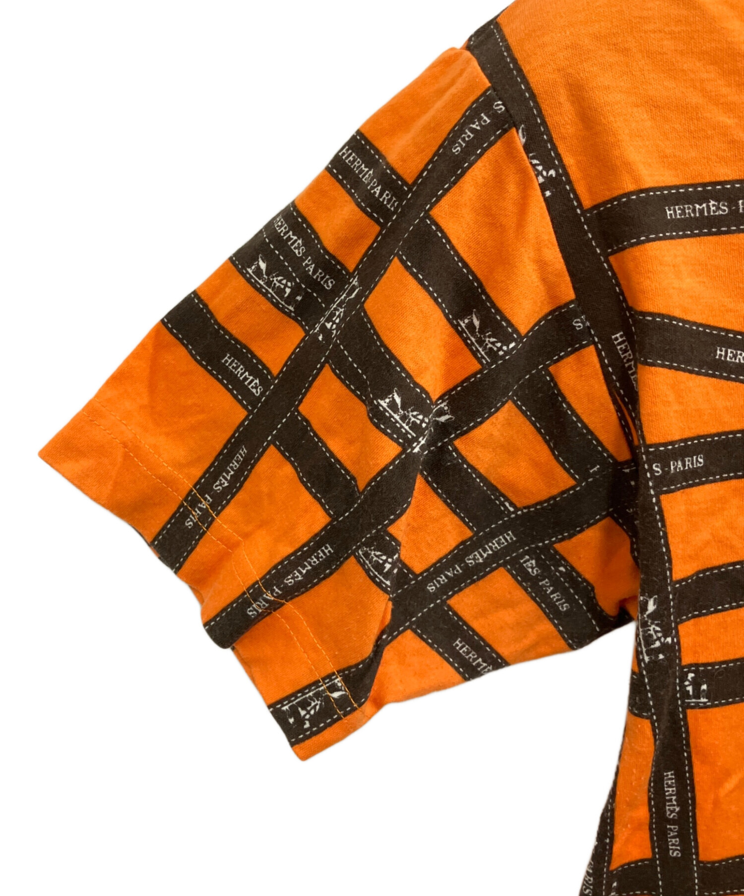 HERMES リボン柄 長袖Tシャツ　XS 中古・古着通販】HERMES (エルメス) リボン柄半袖Tシャツ イエロー
