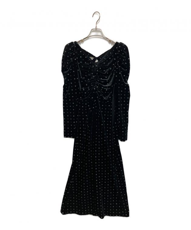SNIDEL ベロア刺繍ワンピース　BLK 中古・古着通販】Snidel (スナイデル) ベロア刺繍ワンピース ブラック