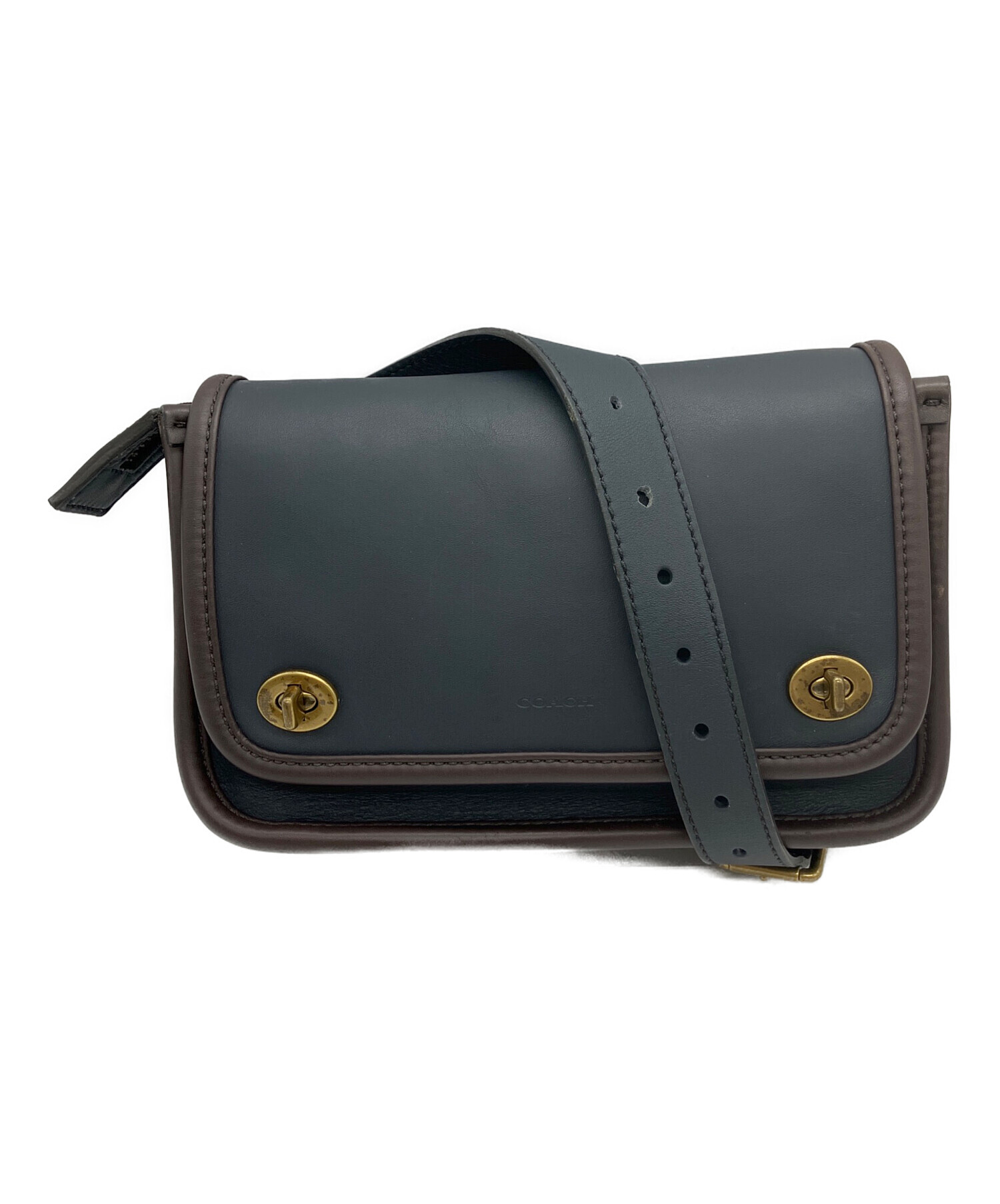 【極美品】COACH ボディバッグ ネイビー ブラウン 中古・古着通販】COACH (コーチ) ボディーバッグ ネイビー×ブラウン