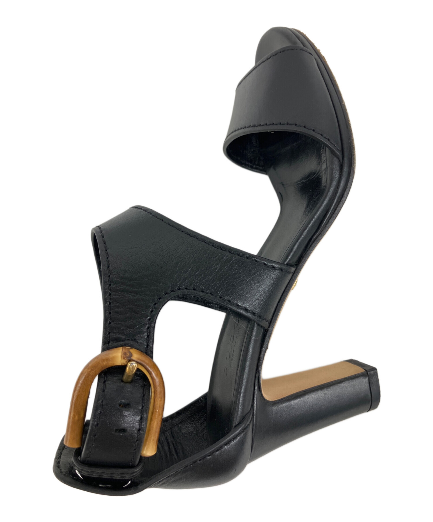 GUCCI グッチ ヴィンテージ バンブーヒール レースアップ サンダルる 中古・古着通販】GUCCI (グッチ) バンブーヒールサンダル ブラック