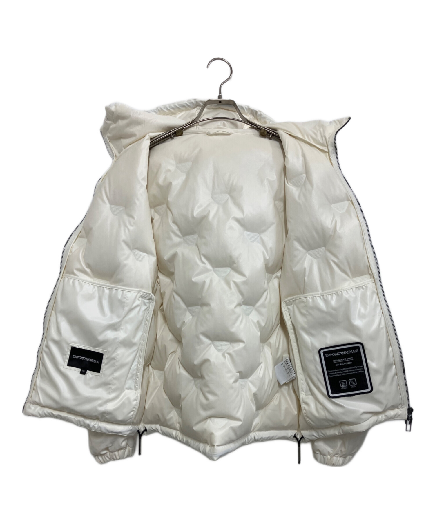 EMPORIO ARMANIダウンジャケット グレー＆白ショートコートアルマーニ 中古・古着通販】EMPORIO ARMANI (エンポリオ アルマーニ) エンブレム