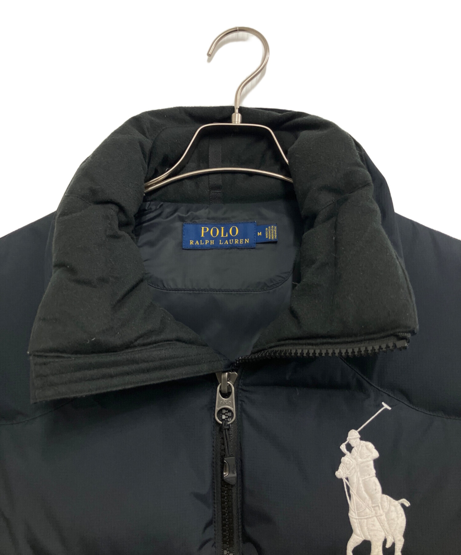 ポロラルフローレン ダウンベスト ポニー刺繍 ブラック XL　E057 中古・古着通販】POLO RALPH LAUREN (ポロ・ラルフローレン) ビッグ