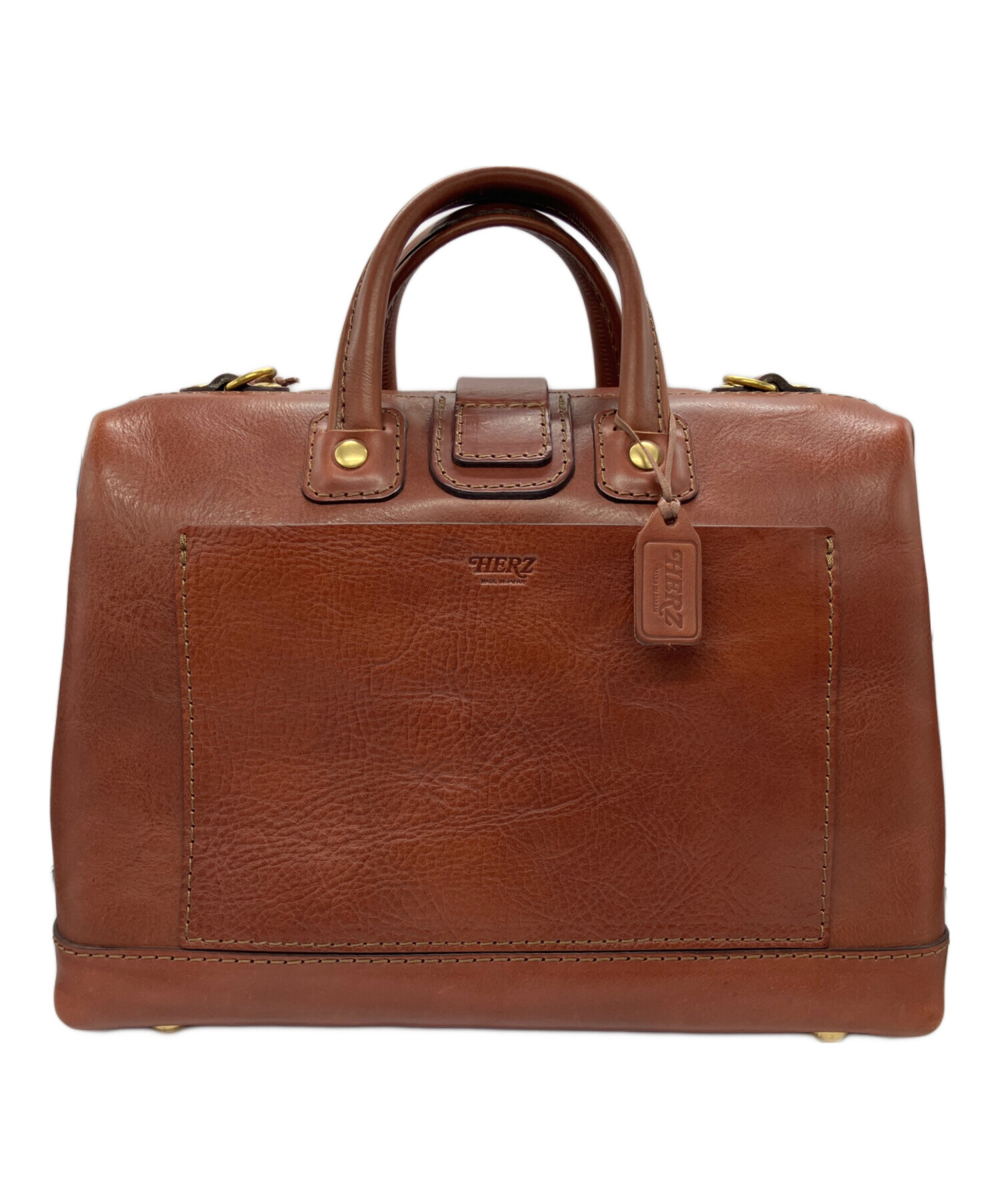 中古・古着通販】Herz (ヘルツ) レザーボストンバッグ ブラウン