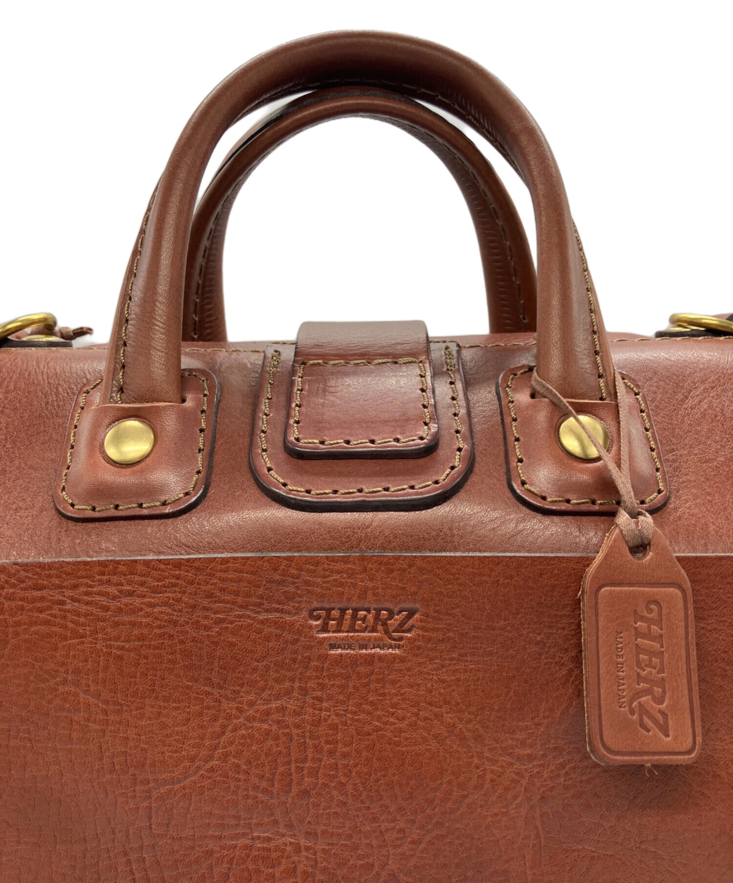 中古・古着通販】Herz (ヘルツ) レザーボストンバッグ ブラウン