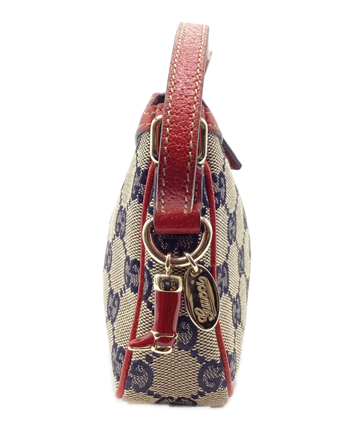 中古・古着通販】GUCCI (グッチ) ハンドポーチ レッド×グレー
