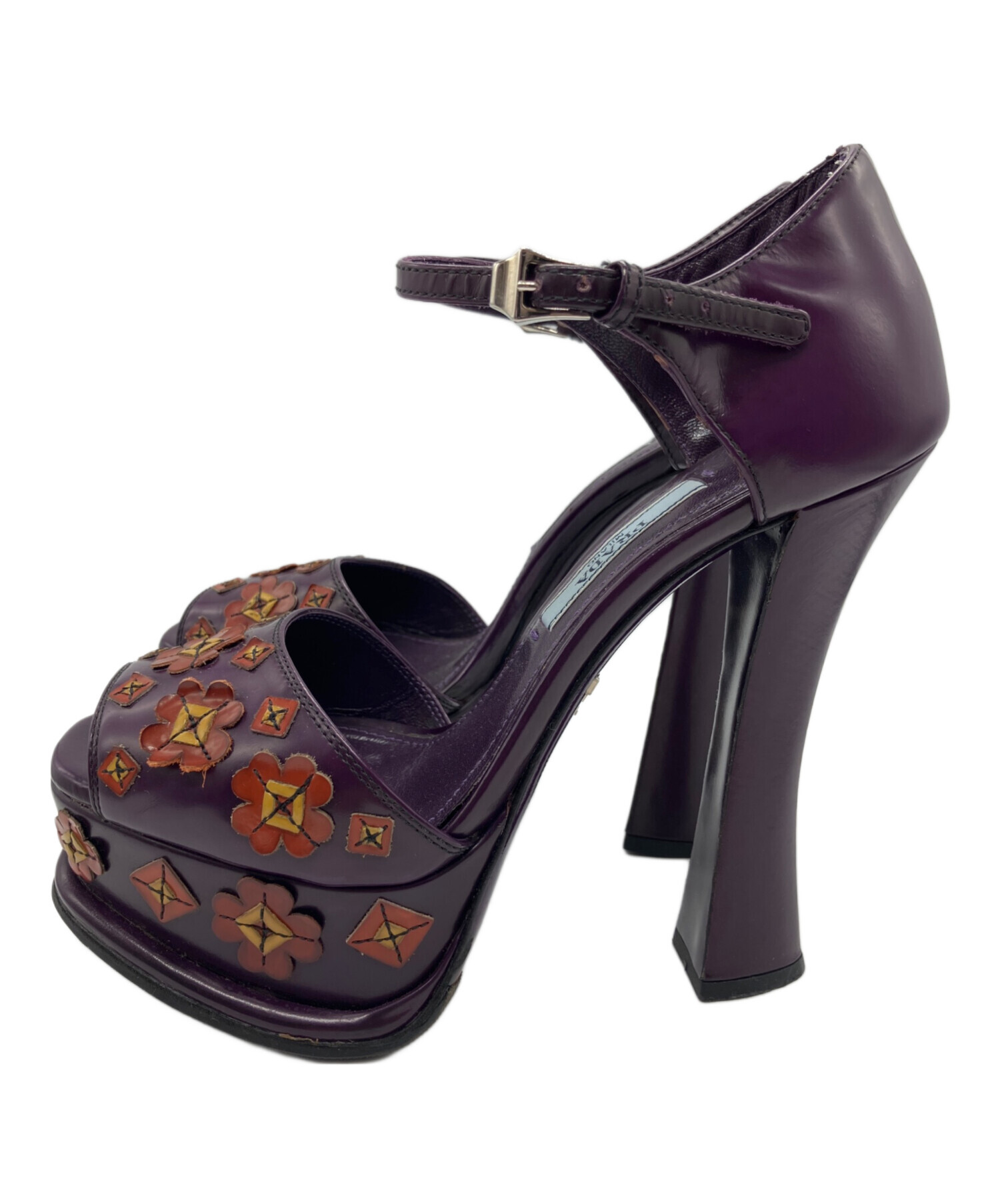 PRADA　プラダ　イタリア製　パンプス　紫 オーストリッチ風 ストラップヒール OneMall provides Yahoo Fleamarket products: PRADA プラダ