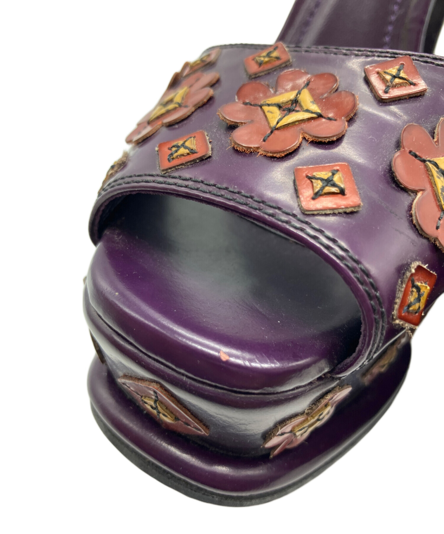 PRADA　プラダ　イタリア製　パンプス　紫 オーストリッチ風 ストラップヒール OneMall provides Yahoo Fleamarket products: PRADA プラダ
