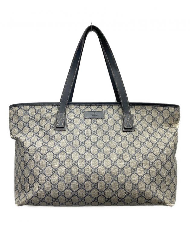 GUCCI グレー トートバッグ　リメイク 中古・古着通販】GUCCI (グッチ) トートバッグ ネイビー×グレー